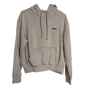 H&M Divided NASA Hoodie Womens Medium Beige Tan Pullover Sweatshirt Logo Pocket